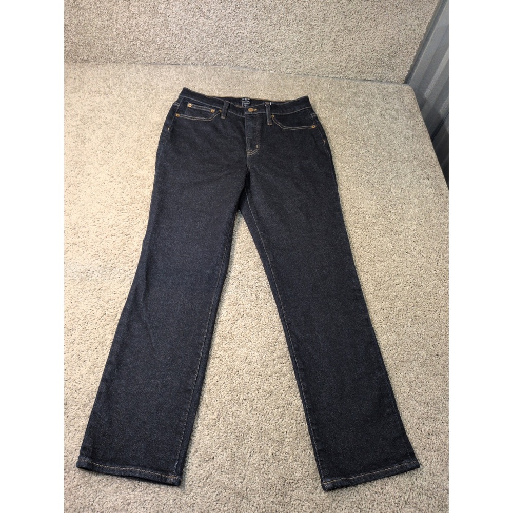 J.Crew Essential Straight‎ Jeans Womens 28 Dark Indigo High Rise Stretch Denim